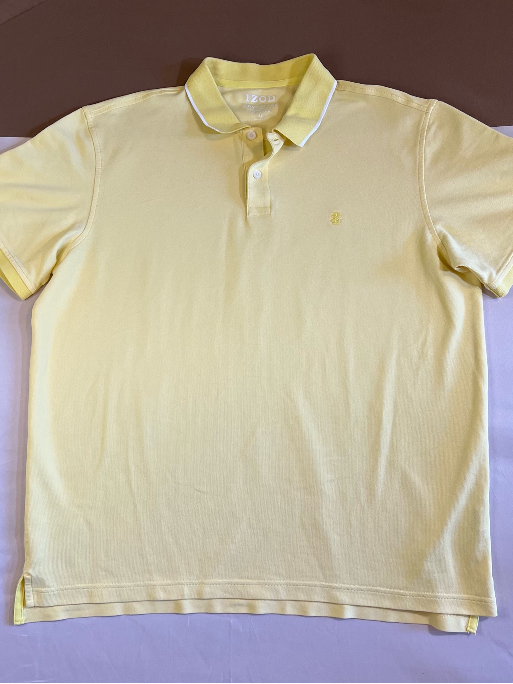 Izod Mens Pastel Yellow Polo With Contrast Trim